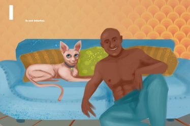 Digital painting chat sans poils Bob Kanza
