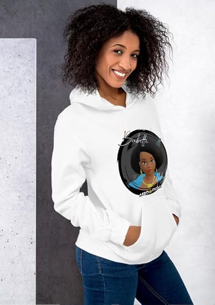 Babette Motuka AfroQueen, Sweat à Capuche Mixte, Blanc, Tailles S/M/L/XL/XXL – Image 4