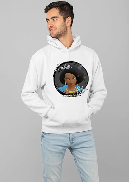 Babette Motuka AfroQueen, Sweat à Capuche Mixte, Blanc, Tailles S/M/L/XL/XXL – Image 6