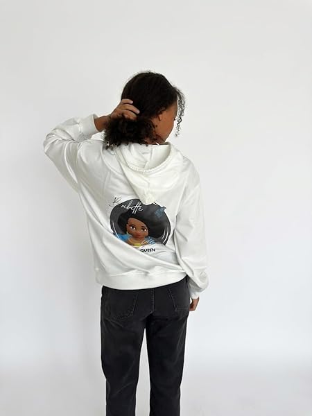 Babette Motuka AfroQueen, Sweat à Capuche Mixte, Blanc, Tailles S/M/L/XL/XXL – Image 7