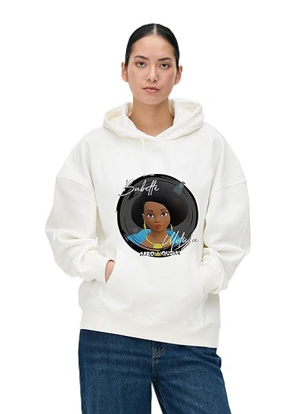 Babette Motuka AfroQueen, Sweat à Capuche Mixte, Blanc, Tailles S/M/L/XL/XXL