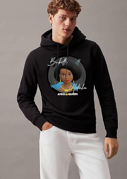 Babette Motuka AfroQueen, Sweat à Capuche Mixte Homme Femme, Noir, S/M/L/XL/XXL – Image 5