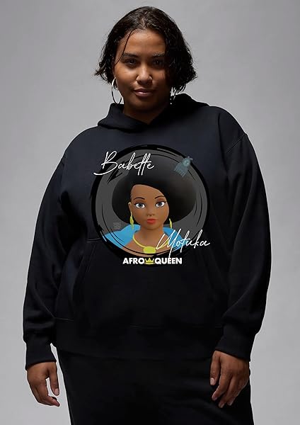 Babette Motuka AfroQueen, Sweat à Capuche Mixte Homme Femme, Noir, S/M/L/XL/XXL – Image 9