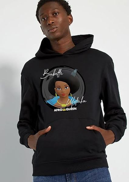 Babette Motuka AfroQueen, Sweat à Capuche Mixte Homme Femme, Noir, S/M/L/XL/XXL – Image 10