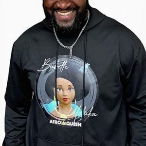 Babette Motuka AfroQueen, Sweat à Capuche Mixte Homme Femme, Noir, Tailles S/M/L/XL/XXL