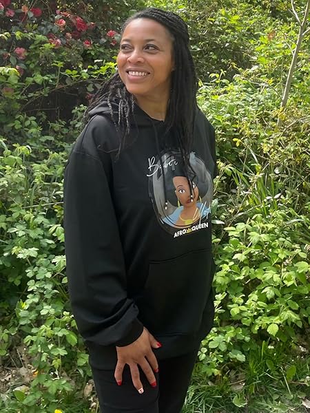 Babette Motuka AfroQueen, Sweat à Capuche Mixte Homme Femme, Noir, Tailles S/M/L/XL/XXL – Image 4