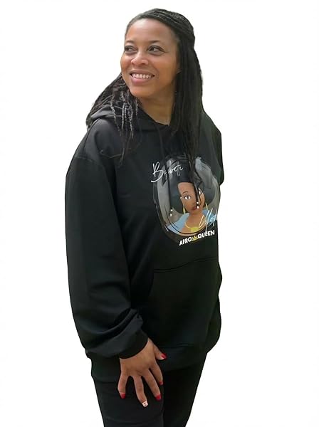 Babette Motuka AfroQueen, Sweat à Capuche Mixte Homme Femme, Noir, Tailles S/M/L/XL/XXL – Image 5