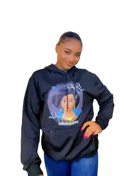 Babette Motuka AfroQueen, Sweat à Capuche Mixte Homme Femme, Noir, Tailles S/M/L/XL/XXL – Image 2