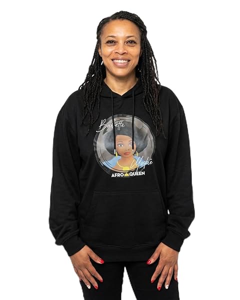 Babette Motuka AfroQueen, Sweat à Capuche Mixte Homme Femme, Noir, Tailles S/M/L/XL/XXL