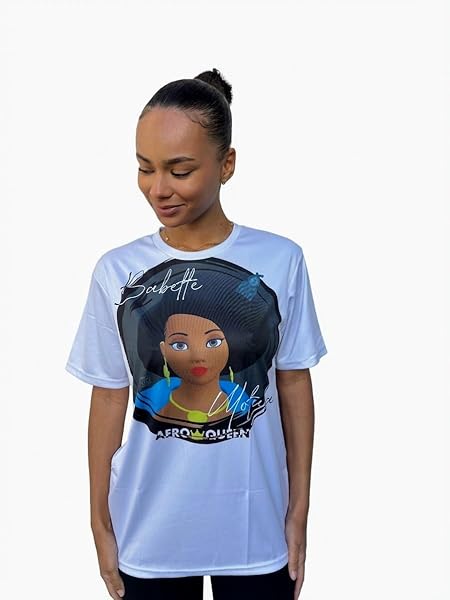 Babette Motuka AfroQueen T-Shirt Unisexe, Blanc, S-XXL, Col Rond, 100% Polyester, Design AfroQueen, Coupe Classique – Image 3