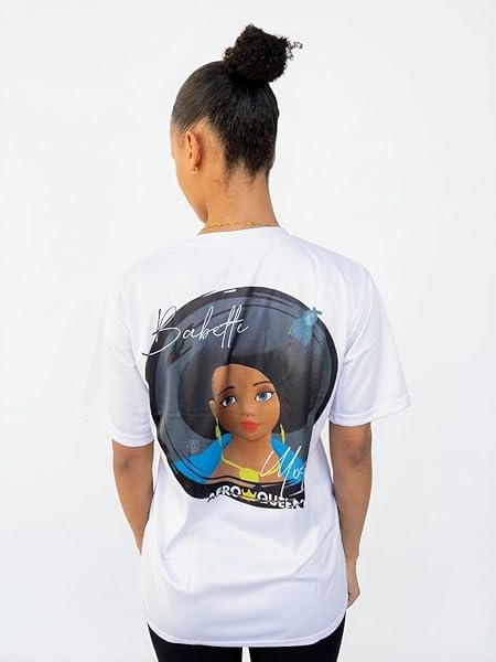 Babette Motuka AfroQueen T-Shirt Unisexe, Blanc, S-XXL, Col Rond, 100% Polyester, Design AfroQueen, Coupe Classique – Image 4