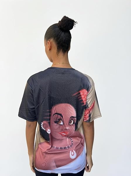 Babette Motuka AfroQueen T-Shirt Unisexe Kisanola, Manches Courtes, Imprimé Africain, 100% Polyester, Tailles S à XXL – Image 8