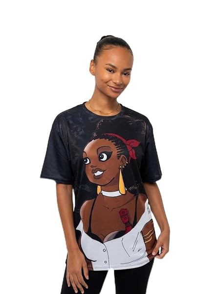 Babette Motuka AfroQueen T-Shirt Unisexe, Sobre, Manche Courte, Coupe Classique, Noir, S-XXL, Coupe Regular, Casual, Col Rond, 100% Polyester